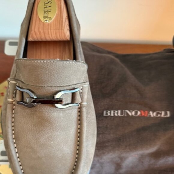 Bruno Magli Made In Italy Taupe Horse Bit Mikko Suede Loafers~SZ 9.5 M Excellent - Picture 5 of 9